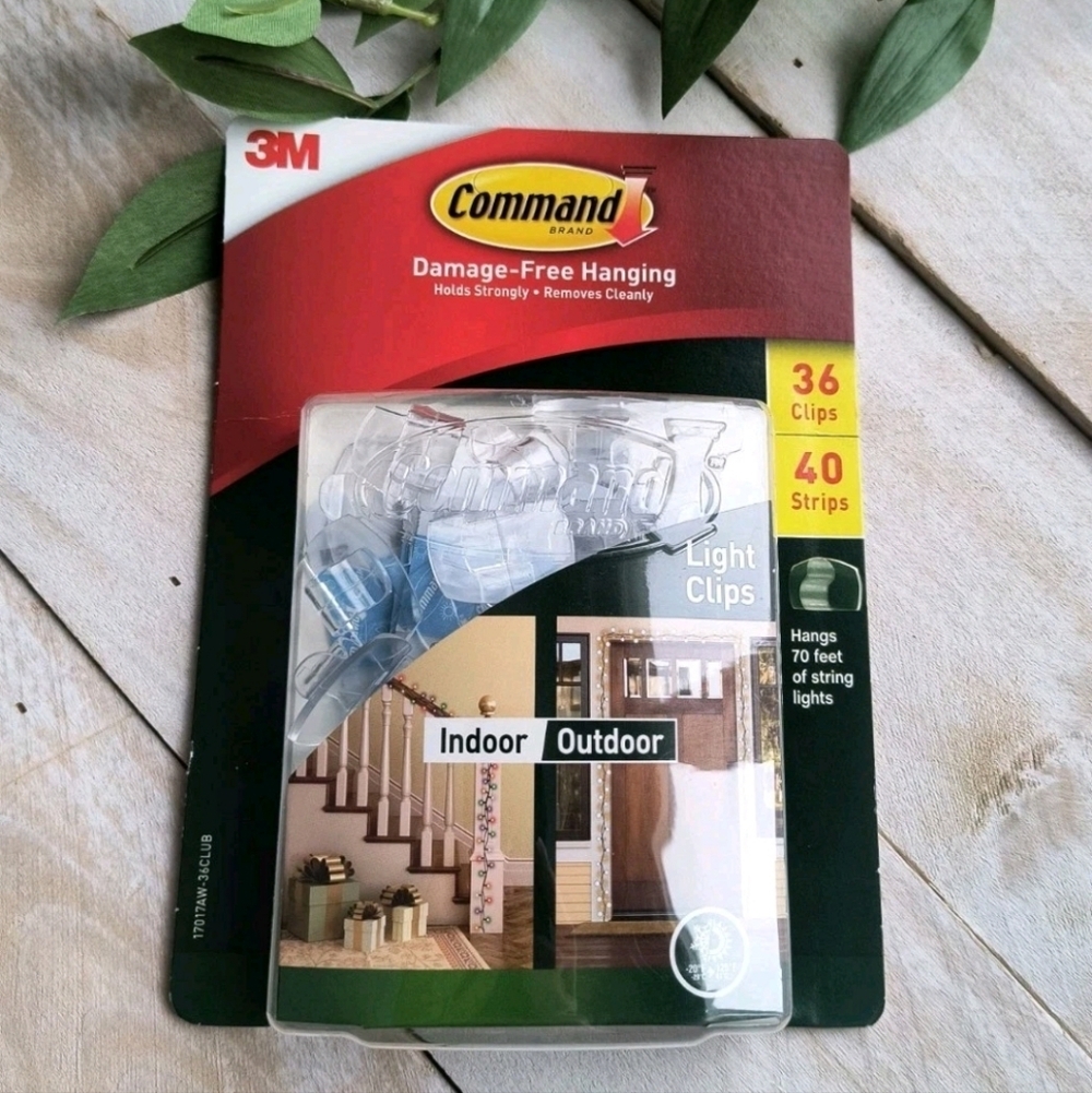 Command Outdoor Indoor String Lights Clips, 36 Clips, 40 Strips Command 3M New